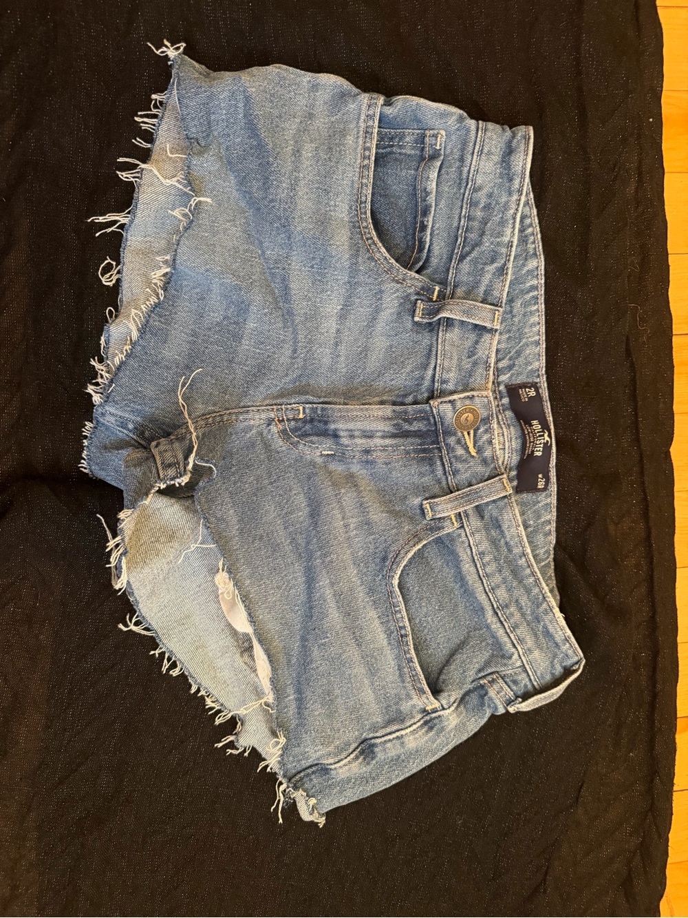 Hollister Women's Blue Distressed Low-Rise Denim Shorts